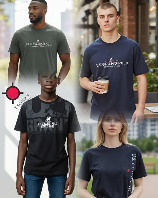 POLO GRAND US51610 T-shirt unisex ποιότητας βαμβακερές 100% σε μπλε, μαύρο & λαδί