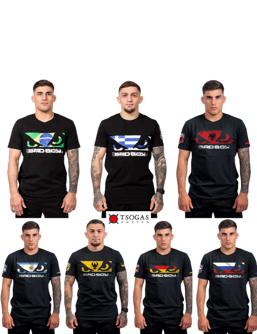 BAD BOY T-shirts 000088 FLAG'S ΜΑΎΡΑ ΕΛΛΆΔΑ ΑΛΒΑΝΙΑ ΒΡΑΖΙΛΊΑ ΑΡΓΕΝΤΙΝΉ ΠΌΝΤΟΣ ΡΩΣΊΑ ΓΕΡΜΑΝΊΑ