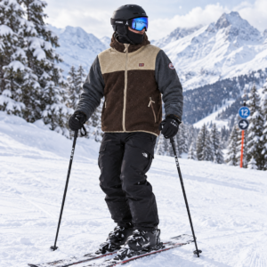 NAUTICA NORWAY ζακέτα προβατάκι κ.869508 MORO ΚΑΦΈ με μπεζ & γκρι