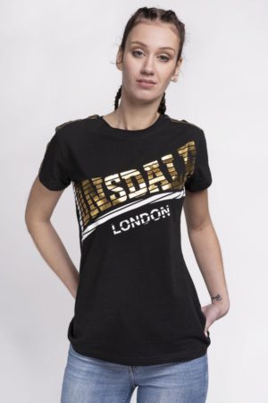LONSDALE κωδικός115040 γυναικεία μπλουζάκια βαμβακερά σε κανονική εφαρμογή με χρυσή στάμπα νίκελ