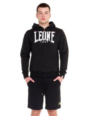 LEONE UNISEX ΖΑΚΕΤΑ M313T8F10 BIGLOGO φούτερ με κουκούλα ΜΑΎΡΗ 1500BLACKWHITE