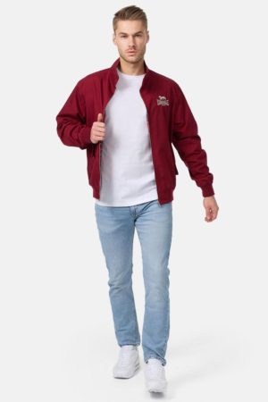 LONSDALE κωδικός 110538CLASSIC Ανδρικό μπουφάν slim fit σε ποπλίνα ΜΑΥΡΟ & ΜΠΟΡΝΤΟ