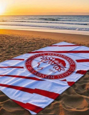 OLYMPIAKOS πετσέτα ελαφριά με απορ/κές μικροίνες 0,70X1,50 c.WR0003 ΛΕΥΚΟ-ΚΟΚΚΙΝΟ