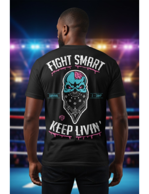 PRIDE OR DIE 100%cotton στάμπα σιέλ-λευκο-ροζ POD509 BLACK