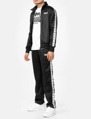 LONSDALE Wyberton κωδ.115026 ΣΕΤ Φόρμας ΣΑΤΕΝ REGULAR FIT ΜΑΥΡΟ