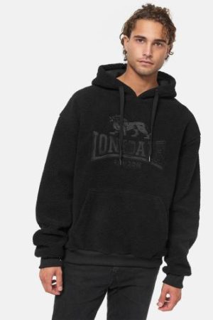 Lonsdale c.117340NEWCHAPEL Ανδρικό FLEECE χοντρό (προβατάκι) με σήμα κεντητό μαύρο  Κουκούλα και Τσέπες \\