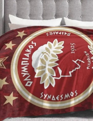 OLYMPIAKOS ζεστό κουβερλί 1,30Χ1,50 “100ΧΡΟΝΙΑ” c.BG00010 ΜΠΟΡΝΤΟ-ΧΡΥΣΌ