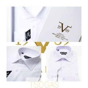 19V69 ITALIA by VERSACE 19.69 ABBIGLIAMENTO SPORTIVO SRL\\ πουκάμισα με μικροσχέδιο & ρεξ γιακά SLIM FIT 70%cotton 30%pc code 11.31 ΜΩΒ ΛΙΛΑ