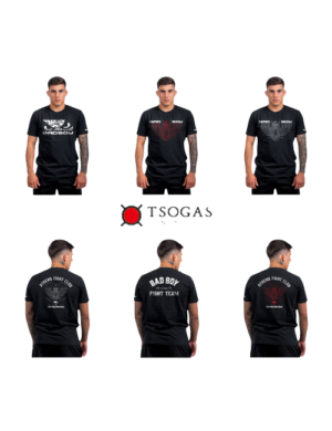 BAD BOY DOJO & OWL Reg.Fit c.000101 & 000099 ΒW FIGHT CLUB Τ-shirt cotton ΜΑΎΡΕΣ