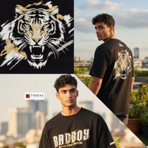BAD BOY T-shirt TIGER BB-000102-BW cotton BLACK