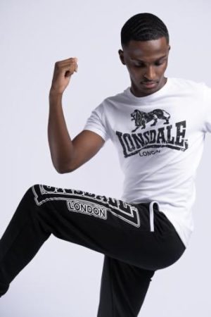 LONSDALE t-shirt μακό βαμβακερά μπλουζάκια κωδ.117119 SILVERHILL BLACK & WHITE