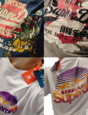 SUPER DRY Τ-shirt organic cotton unisex M1012111A ,M1012175A με logo κρακελέ και ανάγλυφο βελούδο στο λευκό  ΛΕΥΚΟ ,μπλε ΡΑΦ , ΜΠΕΖ