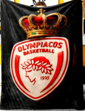 OLYMPIAKOS ζεστό κουβερλί 1,30Χ1,50 “CORONA”  c.BG00011 ΜAYPO-ΧΡΥΣΌ