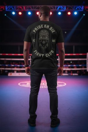 PRIDE OR DIE 100%cotton στάμπα oil-khaki POD507 BLACK