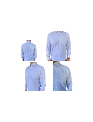 VERSACE 19V69 Milano Italy πουκάμισα με μικροσχέδιο & ρεξ γιακά REGULAR FIT 70%cotton 30%pc  code 11.32SIENA σε ΓΚΡΙ, ΛΕΥΚΟ, ΣΙΕΛ