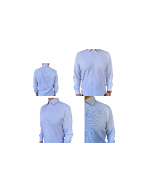 \19V69 ITALIA by VERSACE 19.69 ABBIGLIAMENTO SPORTIVO SRL\  πουκάμισα με μικροσχέδιο & ρεξ γιακά REGULAR FIT 70%cotton 30%pc  code 11.32SIENA σε ΓΚΡΙ, ΛΕΥΚΟ, ΣΙΕΛ